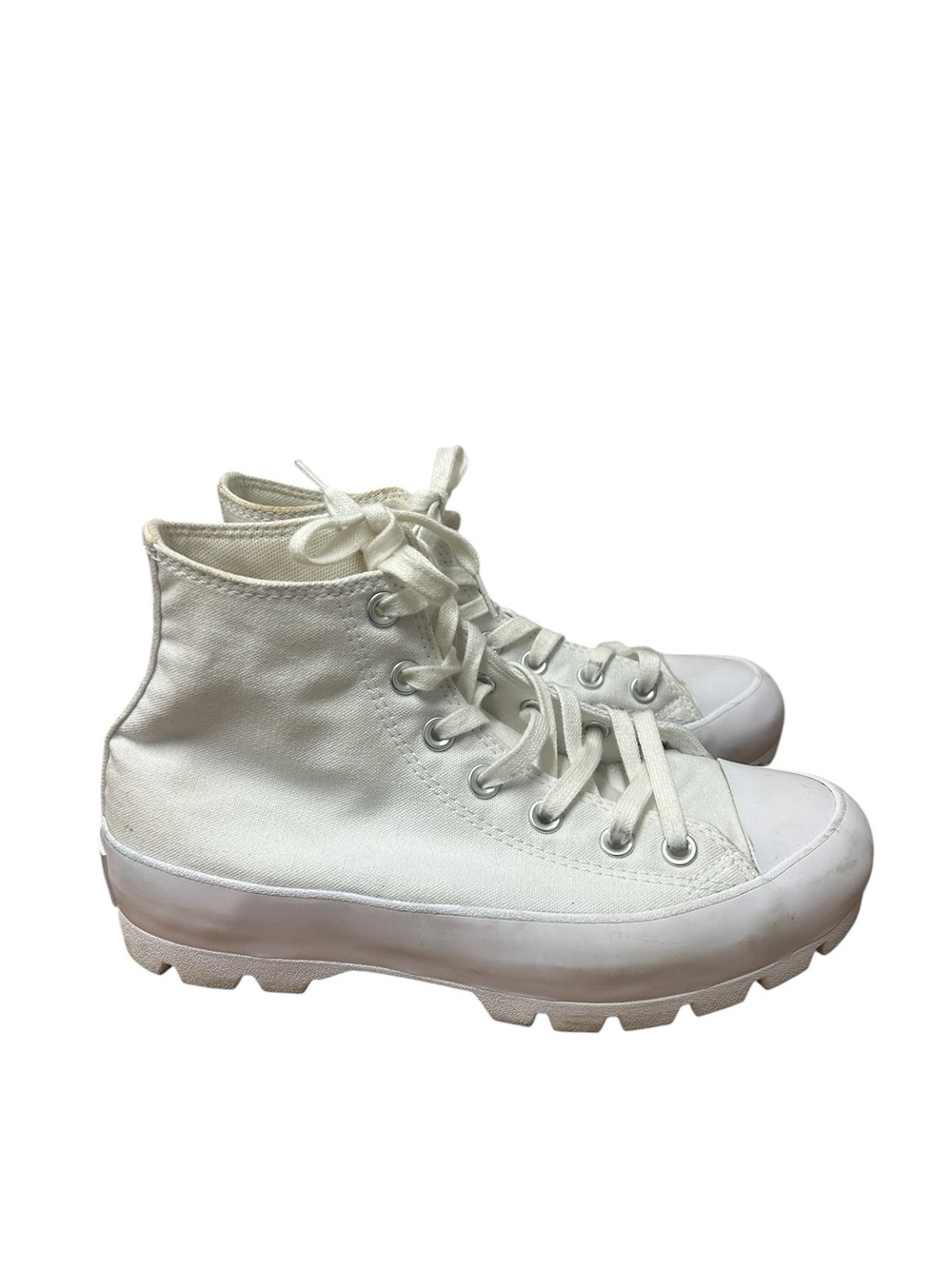 Converse White High Top Platform Lug-Sole Sneakers Size 8 - Picture 7 of 8